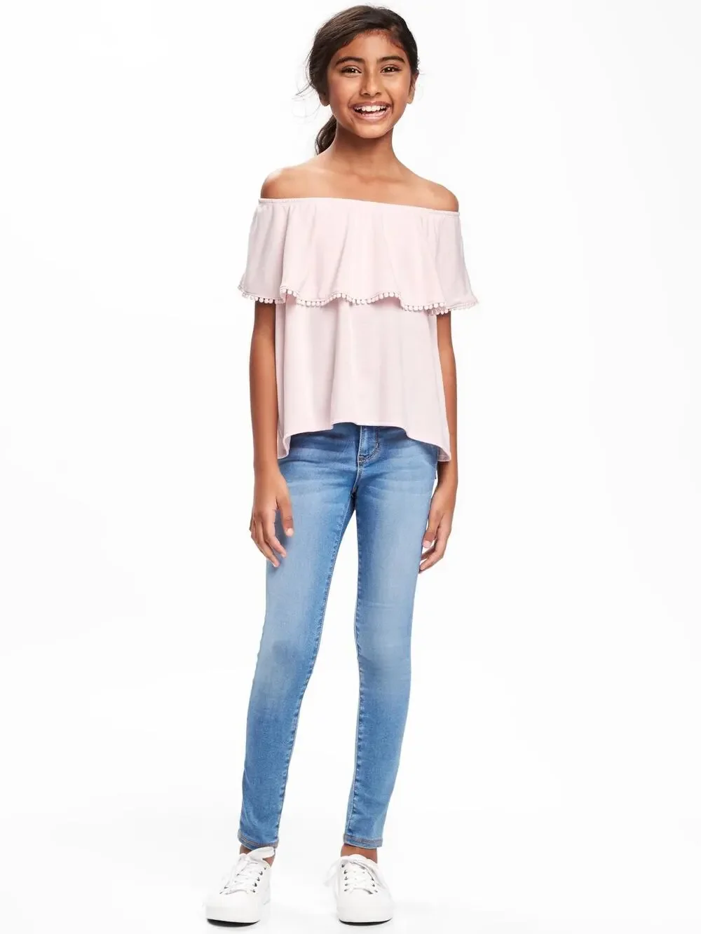 Old Navy Pink Ruffled Tiered Blouse Large 10/12